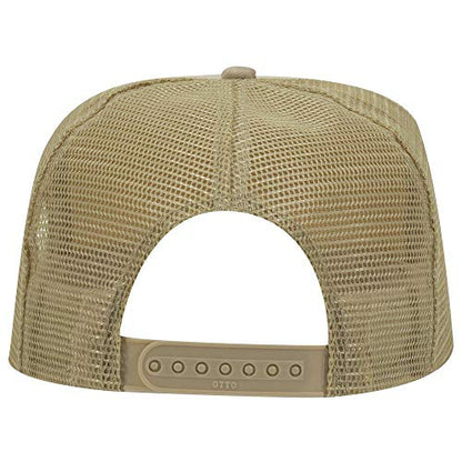 OTTO Polyester Foam Front 5 Panel High Crown Mesh Back Trucker Hat - color: Khaki