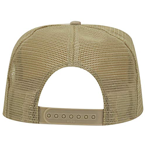 OTTO Polyester Foam Front 5 Panel High Crown Mesh Back Trucker Hat - color: Khaki
