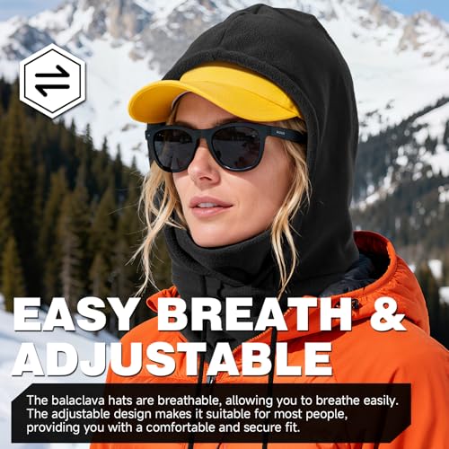 Winter Balaclava Ski Face Mask: Men Women Warm Windproof Face Cover Hat - color: Black