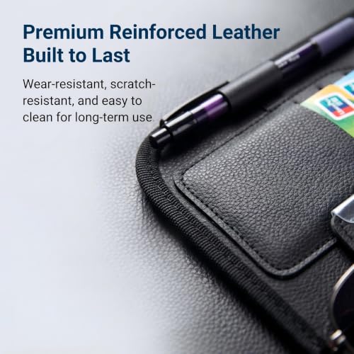 Car Sun Visor CD Holder, Leather Anti-scratch Protective Storage Pouch, Large Capacity Layered Organizer for CD Sunglass Card Pen, Clip-on Sunvisor Accessory for Most Cars (Black)