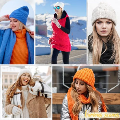 American Trends Winter Hats for Women 4 Pack Beanie Hats Caps Knit Chunky Slouchy Beanie Hats - color: A Pin K