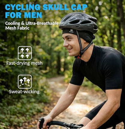 MELASA Cooling Skull Cap for Men Breathable Hard Hat Liner with Neck Shade - color: Black & Black
