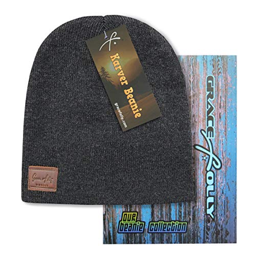 Grace Folly Knit Beanie Hat Cap for Men or Women - color: Charcoal