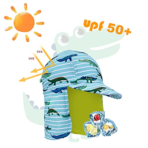 Kids Legionnaires Hat, UPF 50+ Sun Protection Swim Cap Flap Hat for Kids, Quick Drying Sun Hat for Beach Seaside - color: Uv-crocodile, size: 2-4T
