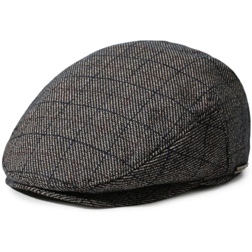 Men's Newsboy Cap with Earflaps Flat Ivy Caps Gatsby Golf Cabbie Hats - color: Coffee Square