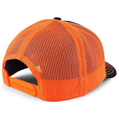 Armycrew Oversize XXL Low Profile Two Tone Mesh Back Trucker Baseball Cap - color: Black Neon Orange