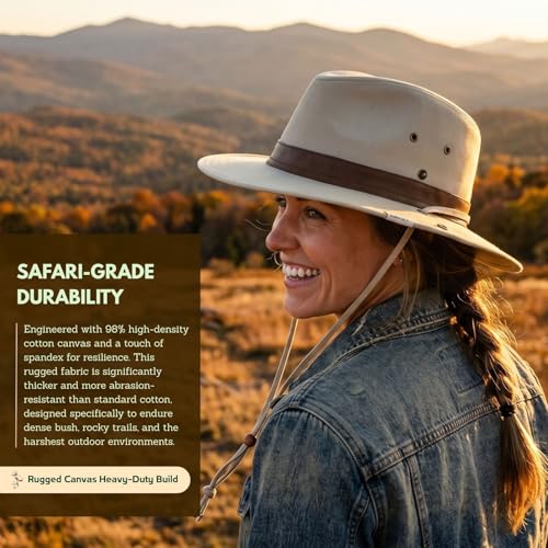 TOP-EX Aussie Safari Sun Hat for Men & Women, UPF 50+ Wide Brim, M-XXL Fit - color: Beige-white, size: Medium