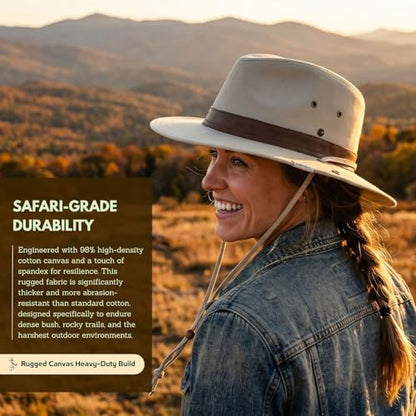 TOP-EX Aussie Safari Sun Hat for Men & Women, UPF 50+ Wide Brim, M-XXL Fit - color: Beige-white, size: X-Large
