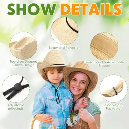 SATINIOR 12 Set Kids Cowboy Hats Bulk with Bandanas - color: Colorful Colors
