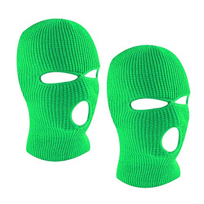3-Hole Ski Face Mask Balaclava for Men and Women,Set of 2 - color: Green