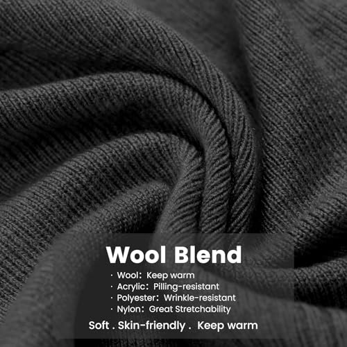 Wool Blend Ribbed Knit Beanie for Men Women, Double Layer Warm Winter Hat Beanies Skull Cap - color: Graphite