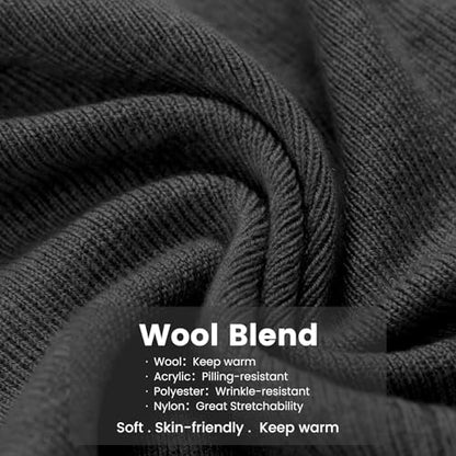 Wool Blend Ribbed Knit Beanie for Men Women, Double Layer Warm Winter Hat Beanies Skull Cap - color: Graphite