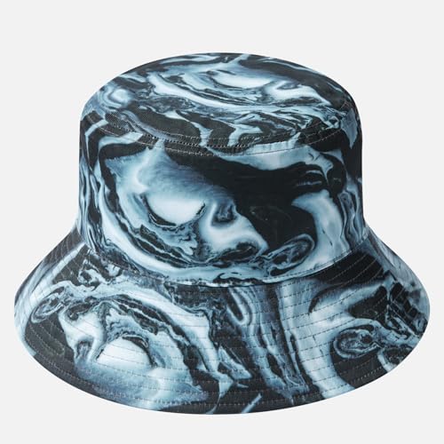 UPF 50+ Reversible Sun Hat - color: Dark Grey/Gray and White Waves, size: Large