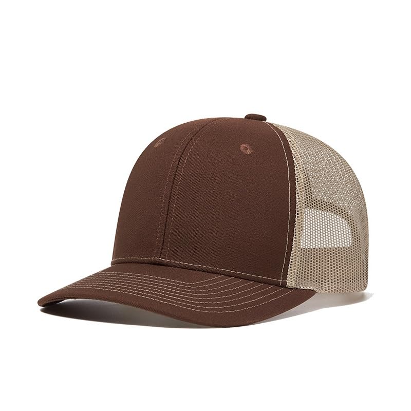 TOPTIE 6-Panel Baseball Cap, Adjustable Snapback Trucker Hat with Mesh - color: Brown/Khaki