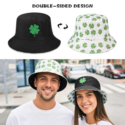 Bucket Hat Beach Sun Hat Fishing Hat for Women Men, Summer Outdoor Travel Packable Fisherman Hat - color: St. Patrick