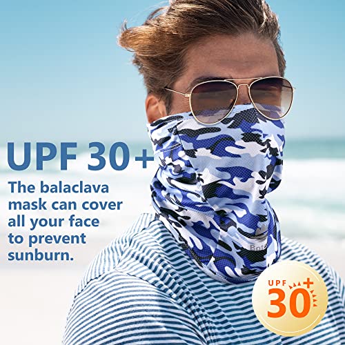 Balaclava Ski Mask, Sun Protection Breathable Face Cover Men Women - color: Camo Blue