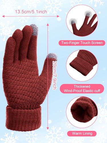 JaGely 8 Pieces Women Winter Hats and Gloves Set Women Warm Touchscreen Knitted Lined Gloves Winter Beanies - color: Grey, Turmeric, White, Maroon