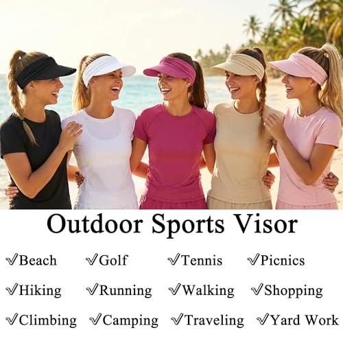 2 Pack Sun Visor Hat Wide Brim Womens Beach Hats Foldable Golf Women Visors - color: Black, White