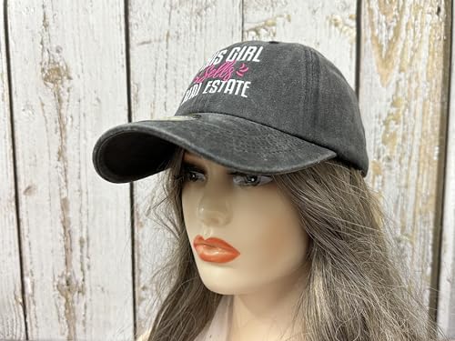 Embroidered Baseball Caps for Men and Women - color: This Girl Sells Real Estate (Washed Black)