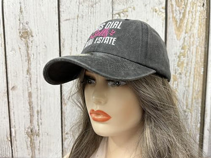 Embroidered Baseball Caps for Men and Women - color: This Girl Sells Real Estate (Washed Black)