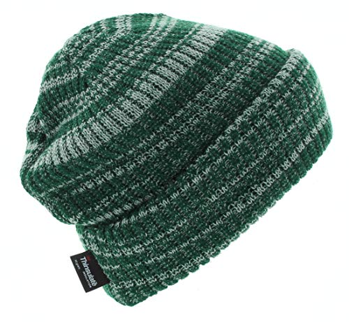 Milani Thinsulate 40 Gram Windchill Insulated Winter Cold Weather Beanie Skull Cap - color: Dark Green/White