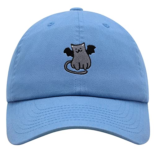 JPAK Bat-cat Premium Dad Hat Embroidered Cotton Baseball Cap Cat Kitty - color: Light Blue