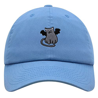 JPAK Bat-cat Premium Dad Hat Embroidered Cotton Baseball Cap Cat Kitty - color: Light Blue