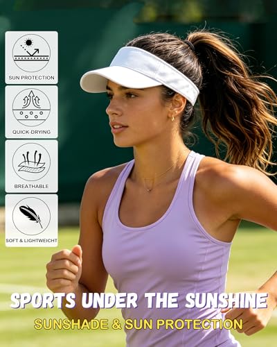 IYEBRAO 3 Pack Sun Visor Hat Sport Vintage Washed Adjustable Cotton Empty Top Ball Caps for Golf Running Tennis for Women&Men - color: Black+white+gray