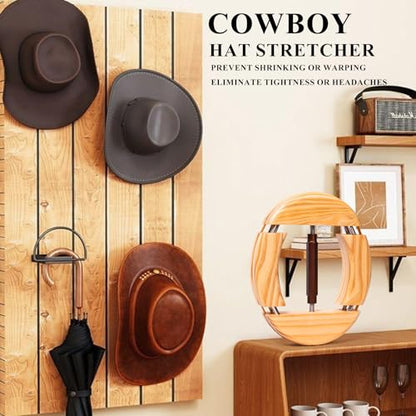 Hat Stretcher 4 Way, Hat Stretcher for Fitted Hats Size 6 7/8 to 8 1/2 - color: Brown