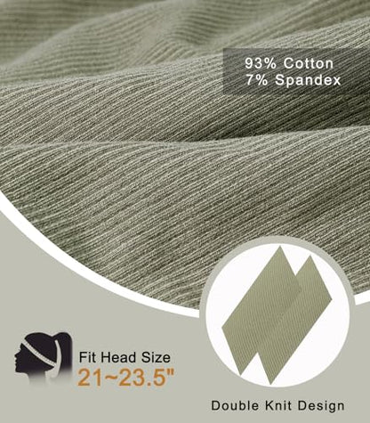 Slouchy Beanie for Women Men Thin Knit Winter Hat 93% Cotton Beanies - color: Grayish Green