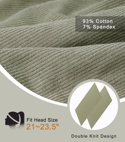 Slouchy Beanie for Women Men Thin Knit Winter Hat 93% Cotton Beanies - color: Grayish Green