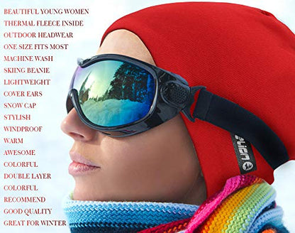 EMPIRELION Softshell Winter Fleece Lined Beanie Hats, 9" Running Skull Cap Thermal Tactical Watch Cap Men Women - color: Blue Leopard