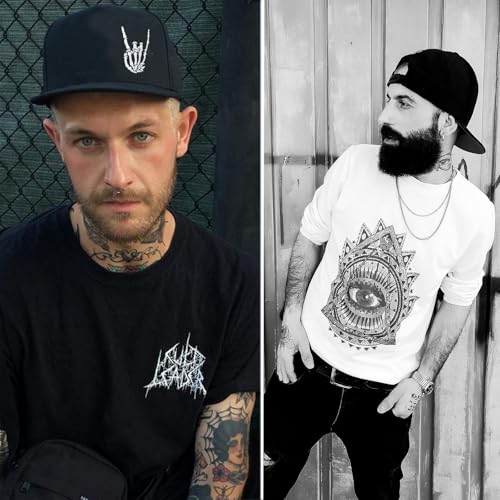 Embroidery Skull Skeleton Snapback Hats for Men Christian Jesus Cross Flat Bill Brim Hats for Men Fitted Baseball Hat Mens - color: Skeleton Fingers
