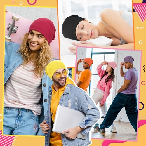 Unisex Slouchy Beanie Cotton Lightweight Beanie Hat Skull Cap Night Sleep Hat Hip-Hop Hat - color: White