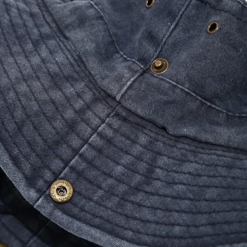 Sun Bucket Hat for Men Women Fishing Beach Safari Trendy Cotton Cowboy Cap for Golf Hiking Hunting Outdoor Boonie - color: Fish Navy