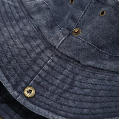 Sun Bucket Hat for Men Women Fishing Beach Safari Trendy Cotton Cowboy Cap for Golf Hiking Hunting Outdoor Boonie - color: Fish Navy