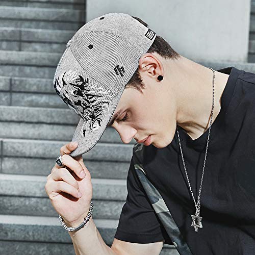 RIOREX Hip hop caps Fashion Animal Embroidery Baseball Cap for Men Adjustable Leather Belt Strapback Baseball Cap - color: Gray(l)