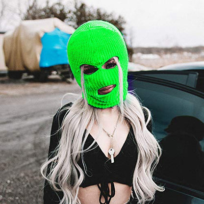 Super Z Outlet Knit Sew Acrylic Outdoor Full Face Cover Thermal Ski Mask One Size Fits Most - color: Neon Green