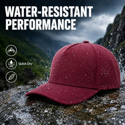 Quick Dry Baseball Cap Waterproof Snapback Trucker Golf Hat for Men Women - color: Red