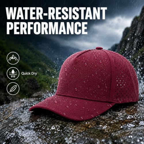 Quick Dry Baseball Cap Waterproof Snapback Trucker Golf Hat for Men Women - color: Red