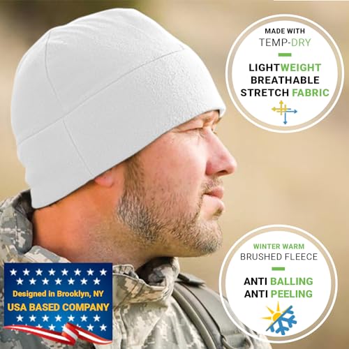 Temple Tape Tactical Fleece Watch Cap Beanie – Skull Cap Fleece Hat - Mens & Women - color: [2-pack] 1-black & 1-white, size: One Size
