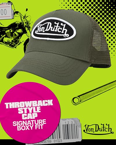 Von Dutch Unisex Trucker Hat - Retro Classic Solid Color Mesh Back Snapback Baseball Cap for Men & Women. - color: Sequoia
