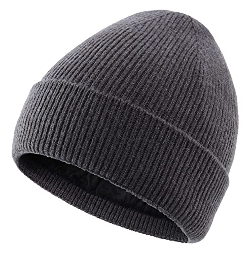 Connectyle Kids Beanie Hat Warm Winter Hats for Boys Girls Fleece Lined Knit Kids Hat for Ages 1-5 - color: Charcoal Grey