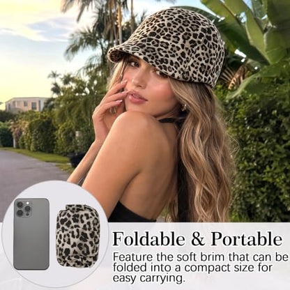 Stylish Newsboy Cap Soft Foldable Flat Cap for Big Heads - color: Beige Leopard