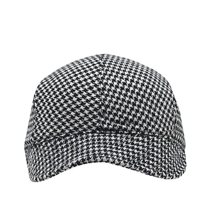 Woman's Warm Soft Cable Lace Pom Furry Flower Crochet Fashion Knit Hat - color: Houndstooth Black, size: One Size