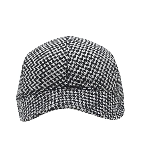 Woman's Warm Soft Cable Lace Pom Furry Flower Crochet Fashion Knit Hat - color: Houndstooth Black, size: One Size