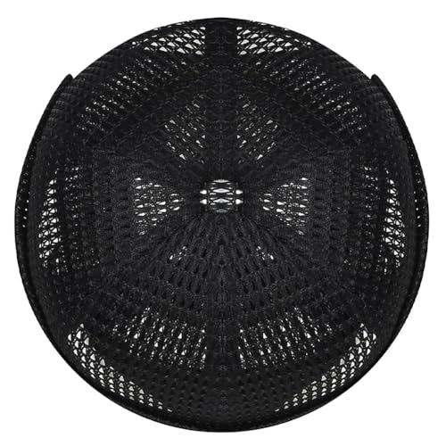 Mens Mesh Brimless Cap with No Brim, Summer Docker Cap Beanie Hat Flip Sailor Skullcap Breathable - color: Black