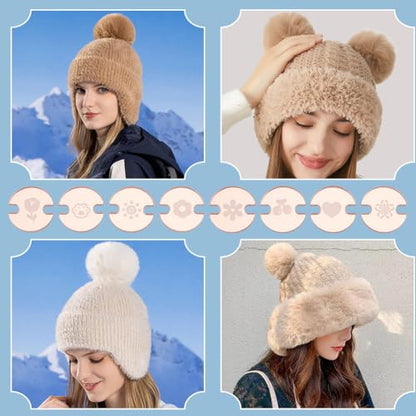WADORN 48Pcs 8 Styles Acrylic Hat Pom Pom Removable Button, Flat Round Pom Pom Base Sheets for Fixing The Pom Pom in Place Hat Pom Pom Keepers Holders for Knit Beanies and Toques, Pink - color: Pink