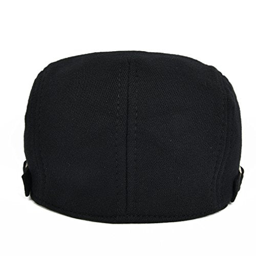 VOBOOM Men Newsboy Cap Cotton Flat Ivy Gatsby Driving Hat - color: Black