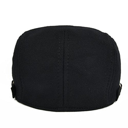 VOBOOM Men Newsboy Cap Cotton Flat Ivy Gatsby Driving Hat - color: Black